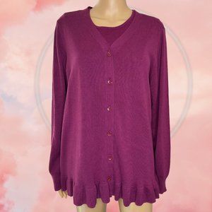 Joan’s Rivers Womens Set Sweater-Vest Large Stretch Burgundy Cotton Fabric